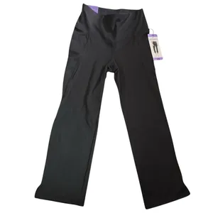 Jockey Cropped‎ Slit Flare Pant Women XS Black New High Rise Active Leggings thumbnail 2