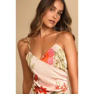 NEW Lulus Remarkable Entrance Pink Floral Print Satin Midi Dress Size S Party thumbnail 2