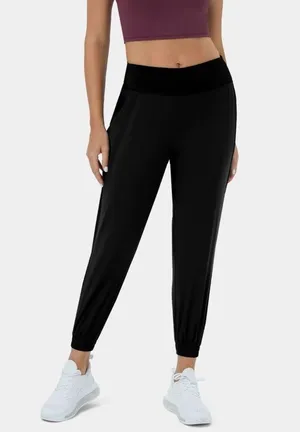 Halara High Waisted Contrast Side Panel Casual Joggers Black M thumbnail 3