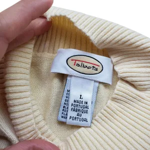 Vintage Talbots Knit Sweater Top Womens Large Yellow Mock Neck 90s Preppy thumbnail 4