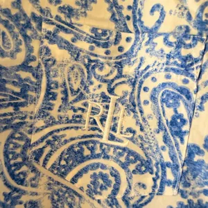 Lauren Ralph Lauren Blue Blue White Paisley Embroidered logo button down contemp thumbnail 10