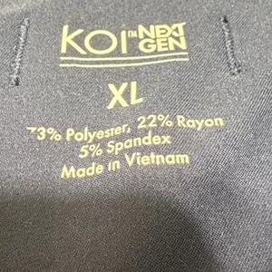 Koi Womens‎ Scrub Top XL Navy Stretch Utility Pockets Workwear Medical Nurse thumbnail 5