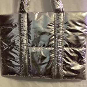 Bath & body Works Silver metallic Tote Bag thumbnail 6
