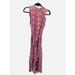 Who What Wear High Low Dress Womens Medium Pink‎ Batik Ruffle Sleeveless Resort thumbnail 2