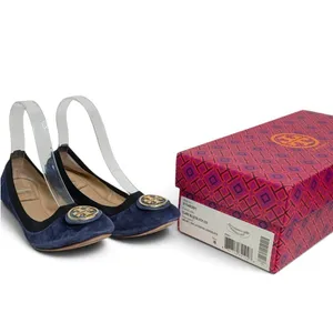 Tory Burch Caroline 2 Soho Lux Clare Blue Black Suede Ballet Flats US 8 Preowned thumbnail 2