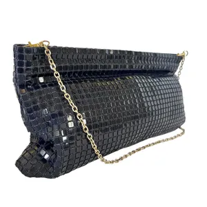Vintage Lumured Navy Blue Luma Mesh Crossbody Clutch Frame Handbag Evening Bag thumbnail 8