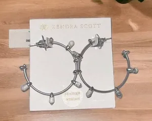 NWT! Kendra Scott Freida Rhodium Plated Hoop Earrings thumbnail 1