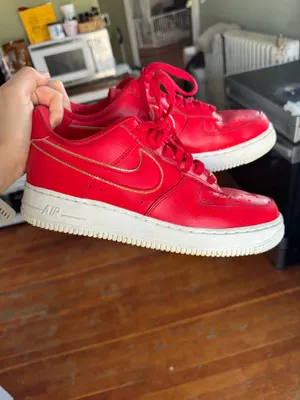 Red and Gold Nike Air Force 1s thumbnail 2
