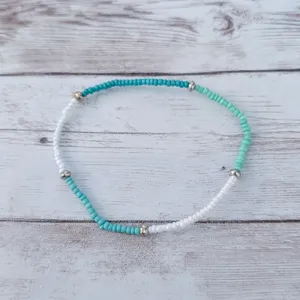 Green/Teal Tones Thin and Dainty Stretch Bracelet thumbnail 2
