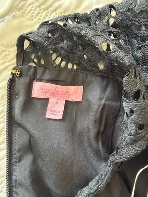 Lilly Pulitzer Black Lace Shift Dress Size 4 Sleeveless Crochet‎ Lace thumbnail 3