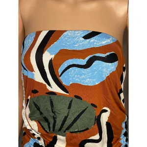 Celandine Suzanne Lustig Gabbie strapless ruched tube dress size L abstract boho thumbnail 8