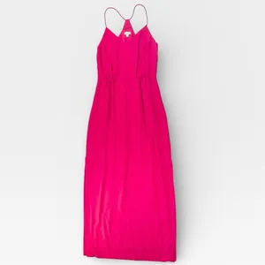 J.Crew Vibrant Pink Sleeveless Maxi Sundress Double Side Slit Dress Size 2 thumbnail 2