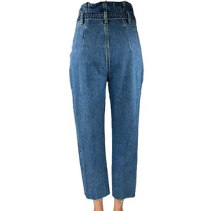 Abercrombie & Fitch Blue High Waist Straight Belted Paperbag Denim Jeans Pants 4 thumbnail 3