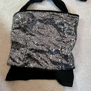 Stunning Sequin Halter Top in Black and Silver thumbnail 2