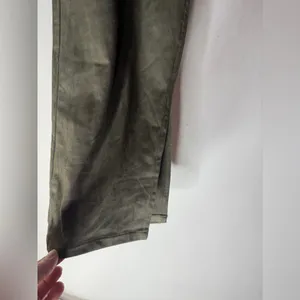 NWT Lulus Olive Green Velvet Touch High-Waisted Straight Leg Pants‎ Small thumbnail 3