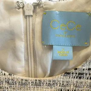 CeCe Cynthia Steffe Metallic Tweed Dress White Sz 2 thumbnail 9