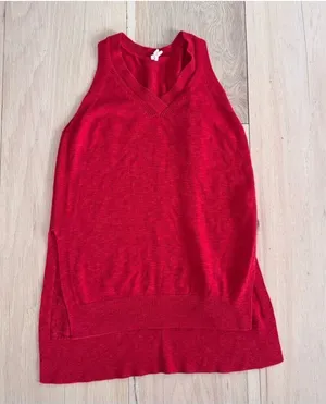Anthropologie Red V-Neck Sweater Vest Top Size Small thumbnail 1