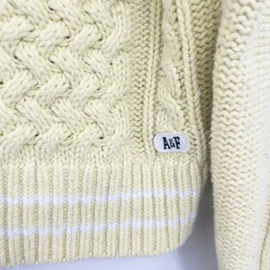 Abercrombie & Fitch Womens Yellow Cable Knit Preppy Tennis Prep‎ Sweater Size M thumbnail 2