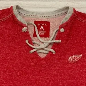 Antigua Red‎ Wings Hockey Sweatshirt Lace Up V-Neckline Size Medium M thumbnail 3