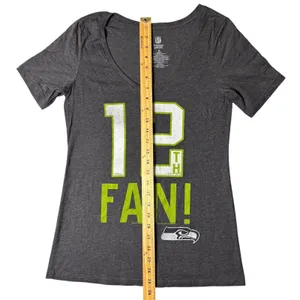 NEW Seattle Seahawks T Shirt‎ Womens S Gray NFL Team Apparel 12th Fan V Neck thumbnail 6