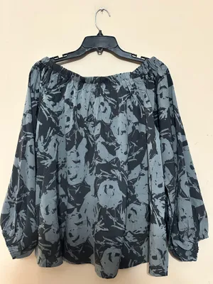 By Together Charcoal Gray Off Shoulder Blouse | Flowy Boho Top Size Small thumbnail 2