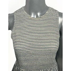 Marine Layer Darcy Smocked Poplin Dress M Pima Cotton NWT Navy Stripe thumbnail 13