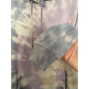 American Eagle Women Tie Dye Oversized Hoodie Purple Tan Side Slit Sweatshirt XS thumbnail 12