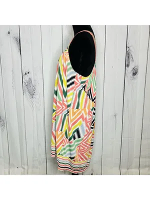 BCBG MAXAZRIA Women's Stretch Summer Abstract Sleeveless Dress Sz L V-Neck thumbnail 4