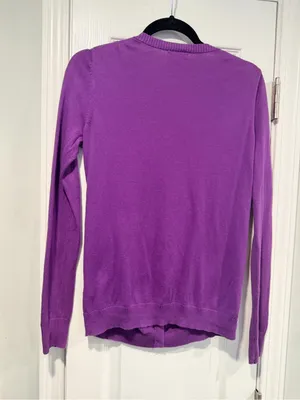 Old Navy Size S Purple Magenta V-Neck Button Front Knit Cardigan 100% Cotton thumbnail 6