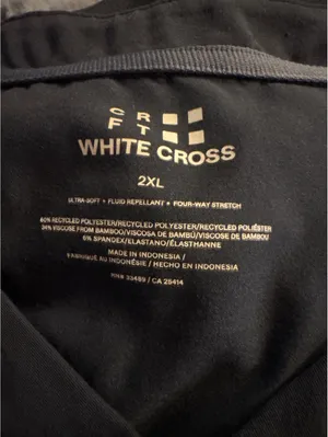White Cross Black V-Neck Scrub Top 2XL with Pocket thumbnail 3