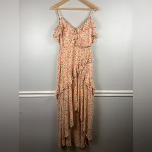 ASTR the Label Pemberly Dress in Peach Orange Floral high low size medium thumbnail 3