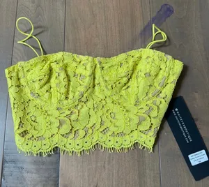 White Fox Size XS Under Control Lace Cami Bustier Yellow NWT thumbnail 1