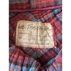 Free People Oversized Bohemian Grunge Cardiff Plaid Swing Top Shirt XL thumbnail 9