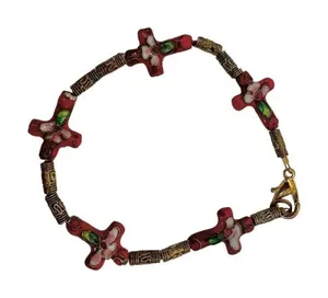 Cloisonné Red Cross bracelet Red thumbnail 1