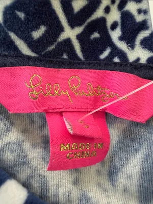 Lilly Pulitzer Navy and White Floral Cowl-Neck Top thumbnail 2