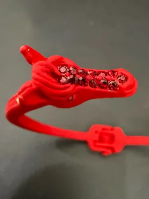 Red-tone Double Horse Head with Rhinestones Open Cuff Bangle Bracelet thumbnail 8