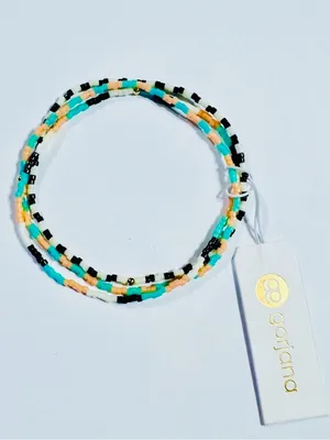 GORJANA Gigi Striped Palm Desert Glass Beaded Bracelets Set of 3 Pink Aqua Black thumbnail 2
