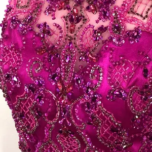 Mori Lee Fuchsia Embellished 2 Piece Prom Dress Size 10 Halter Gown thumbnail 14