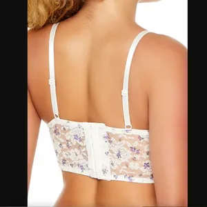 Forever 21 Ditsy Floral Lace Underwire Bra Small White & Purple NEW thumbnail 3