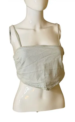 Zara Light Wash Denim Pointed-Hem Crop Cami thumbnail 1
