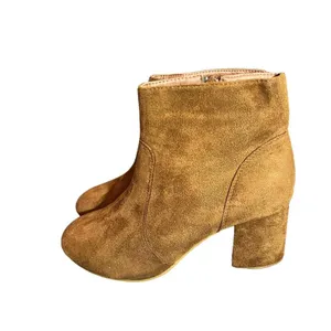 Top Moda‎ Women's Ankle Booties Brown Round Toe Block Heel Side Zip Size 7 thumbnail 5