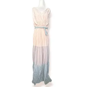 Flying Tomato Maxi Dress Blush Pink Blue Colorblock Crinkle Boho Resort Belted thumbnail 10