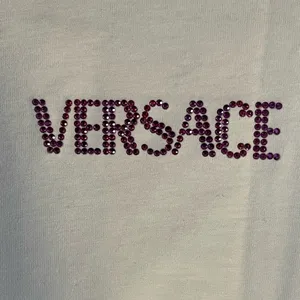 Versace Women's Fuchsia Crystal Embellished Logo T-shirt 100% Cotton, XS - NWT thumbnail 3