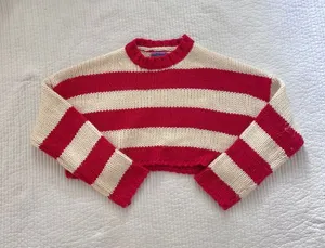 Edikted red and white striped sweater thumbnail 1