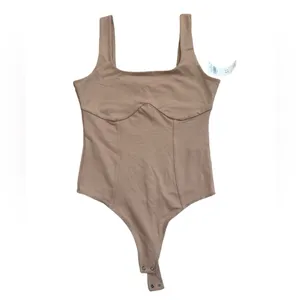 Abercrombie & Fitch soft collection tan bodysuit neutral capsule wardrobe thumbnail 2
