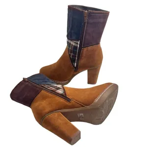 Muk Luks Nola brown:suede vegan boho patchwork heeled boots thumbnail 5