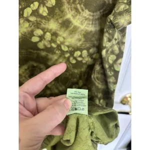 Allen Allen Green Tie Dye Abstract Cotton T-Shirt L Made in USA Hippie Granola thumbnail 5