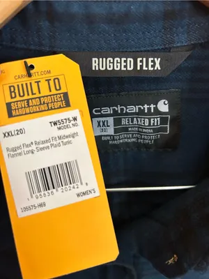 Carhartt Womens Rugged Flex Relaxed Fit Flannel Long-Sleeve Plaid Tunic Size XXL thumbnail 5