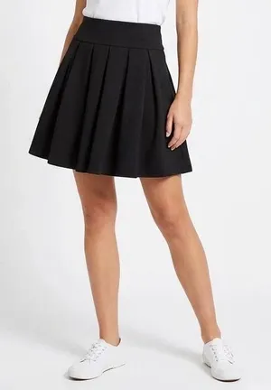 A-Line Mini Skirt Womens 28 Black Flared High Waisted Pleated‎ Casual Fashion thumbnail 1