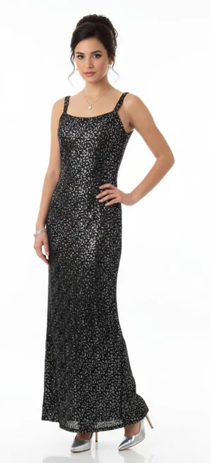 Jessica McClintock Black & Silver Vintage Long Maxi Dress 5-6 thumbnail 1